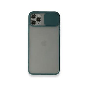 BSSM Palm Buzlu Kamera Sürgülü Silikon - Yeşil iPhone 11 Pro Kılıf