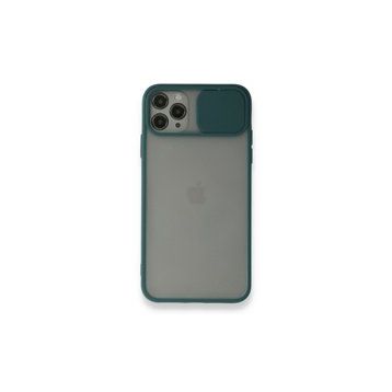 BSSM Palm Buzlu Kamera Sürgülü Silikon - Yeşil iPhone 11 Pro Kılıf
