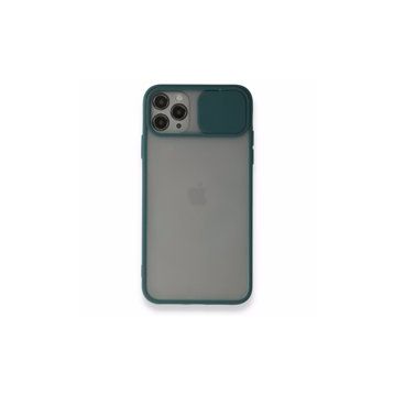 BSSM Palm Buzlu Kamera Sürgülü Silikon - Yeşil iPhone 11 Pro Kılıf