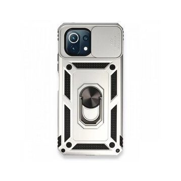 BSSM Pars Lens Yüzüklü Silikon - Gümüş Xiaomi Mİ 11 Lite Kılıf