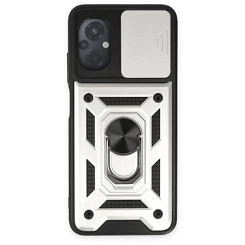 BSSM Pars Lens Yüzüklü Silikon - Gümüş Xiaomi Poco M5 Kılıf