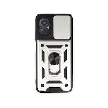 BSSM Pars Lens Yüzüklü Silikon - Gümüş Xiaomi Poco M5 Kılıf