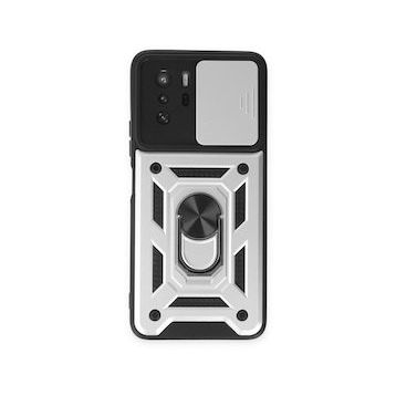 BSSM Pars Lens Yüzüklü Silikon - Gümüş Xiaomi Poco X3 GT Kılıf