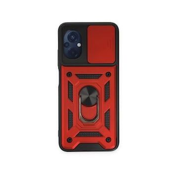 BSSM Pars Lens Yüzüklü Silikon - Kırmızı Xiaomi Poco M5 Kılıf