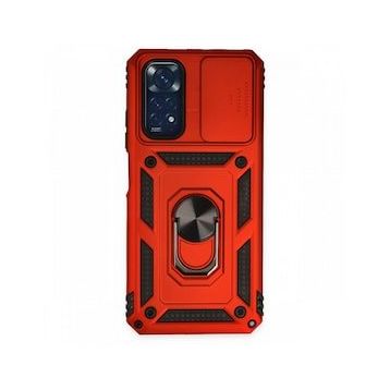 BSSM Pars Lens Yüzüklü Silikon - Kırmızı Xiaomi Redmi Note 11 Kılıf