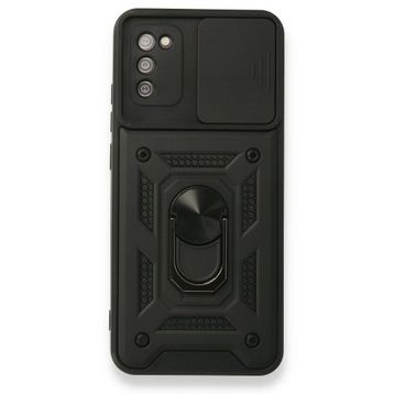 BSSM Pars Lens Yüzüklü Silikon - Siyah Samsung Galaxy A02S Kılıf