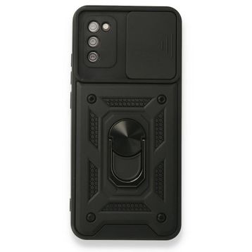 BSSM Pars Lens Yüzüklü Silikon - Siyah Samsung Galaxy A02S Kılıf