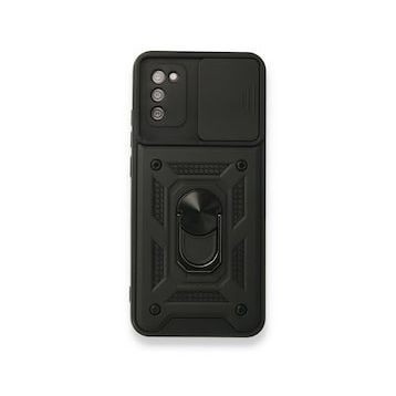 BSSM Pars Lens Yüzüklü Silikon - Siyah Samsung Galaxy A02S Kılıf