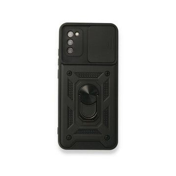 BSSM Pars Lens Yüzüklü Silikon - Siyah Samsung Galaxy A02S Kılıf