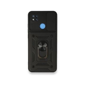 BSSM Pars Lens Yüzüklü Silikon - Siyah Xiaomi Redmi 9C Kılıf