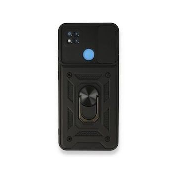 BSSM Pars Lens Yüzüklü Silikon - Siyah Xiaomi Redmi 9C Kılıf
