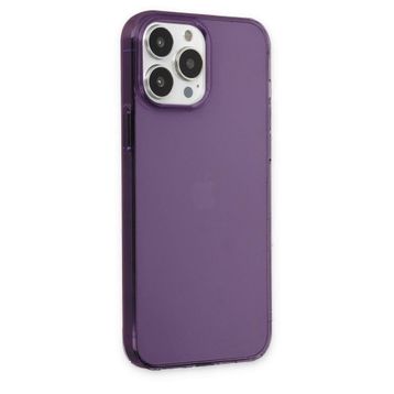 BSSM Pc Sert Şeffaf Kapak - Mor iPhone 13 Pro Max Kılıf
