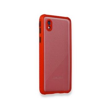 BSSM Samsung Galaxy A01 Core Miami Şeffaf Kırmızı Silikon Kılıf