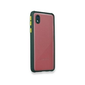 BSSM Samsung Galaxy A01 Core Miami Şeffaf Silikon Koyu Yeşil Kılıf