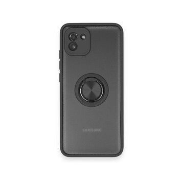 BSSM Samsung Galaxy A03 Montreal Yüzüklü Silikon Kapak Siyah Kılıf