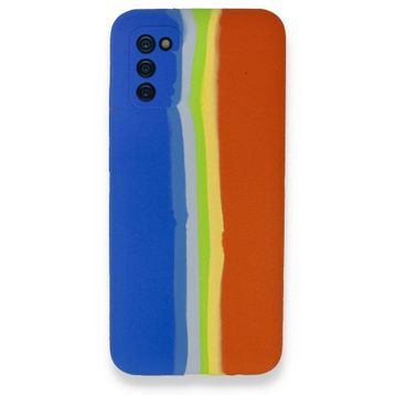 BSSM Samsung Galaxy A03S Ebruli Lansman Silikon Mavi-Turuncu Kılıf