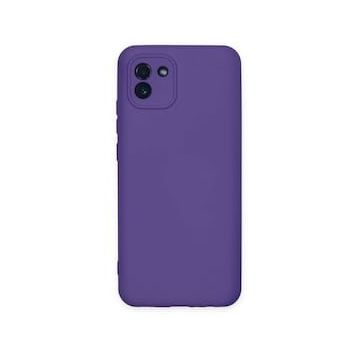 BSSM Samsung Galaxy A03S Nano içi Kadife Silikon Mor Kılıf