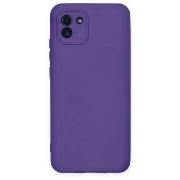 BSSM Samsung Galaxy A03S Nano içi Kadife Silikon Mor Kılıf