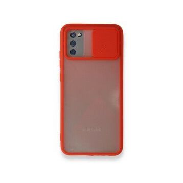 BSSM Samsung Galaxy A03S Palm Buzlu Kamera Sürgülü Silikon Kırmızı Kılıf