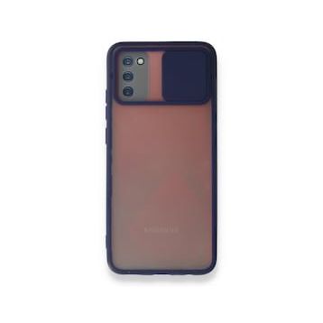 BSSM Samsung Galaxy A03S Palm Buzlu Kamera Sürgülü Silikon Lacivert Kılıf