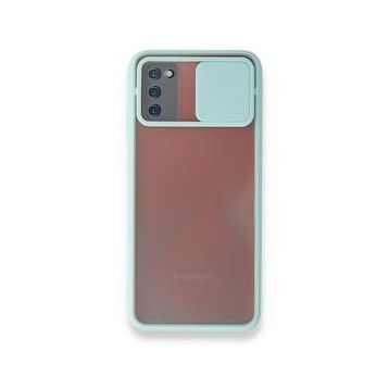 BSSM Samsung Galaxy A03S Palm Buzlu Kamera Sürgülü Silikon Turkuaz Kılıf