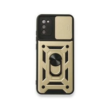 BSSM Samsung Galaxy A03S Pars Lens Yüzüklü Silikon Gold Kılıf