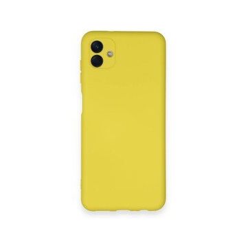 BSSM Samsung Galaxy A04 Nano içi Kadife Silikon Sarı Kılıf