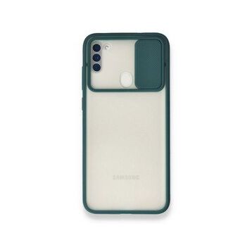 BSSM Samsung Galaxy A11 Palm Buzlu Kamera Sürgülü Silikon Yeşil Kılıf