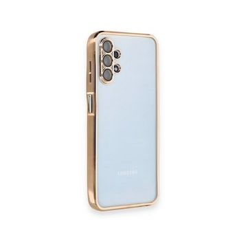 BSSM Samsung Galaxy A13 4G Razer Lensli Silikon Gold Cep Telefonu Kılıfı