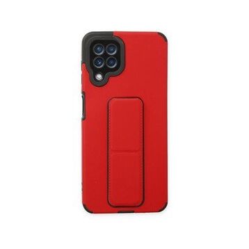 BSSM Samsung Galaxy A22 Mega Standlı Silikon Kırmızı Kılıf