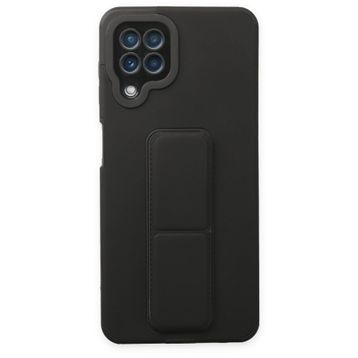 BSSM Samsung Galaxy A22 Mega Standlı Silikon Siyah Kılıf
