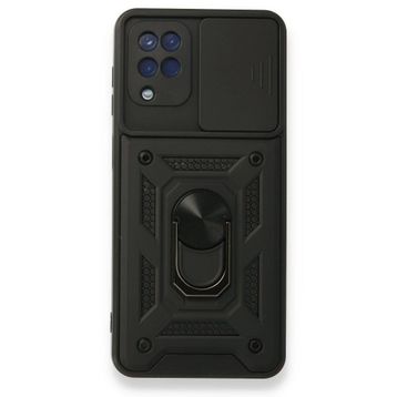 BSSM Samsung Galaxy A22 Pars Lens Yüzüklü Silikon Siyah Kılıf