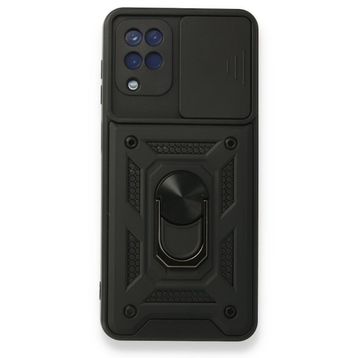 BSSM Samsung Galaxy A22 Pars Lens Yüzüklü Silikon Siyah Kılıf