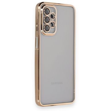 BSSM Samsung Galaxy A23 4G Razer Lensli Silikon Gold Cep Telefonu Kılıfı
