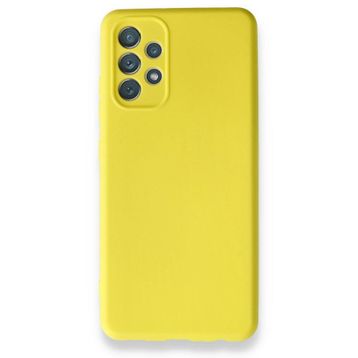 BSSM Samsung Galaxy A32 Nano İçi Kadife Silikon Sarı Kılıf