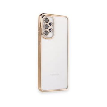 BSSM Samsung Galaxy A53 5G Kılıf Razer Lensli Silikon Gold Cep Telefonu Kılıfı