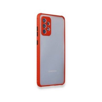 BSSM Samsung Galaxy A72 Miami Şeffaf Silikon - Kırmızı Kılıf