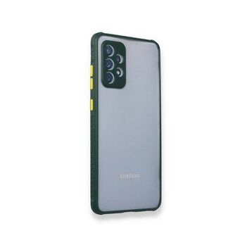 BSSM Samsung Galaxy A72 Miami Şeffaf Silikon - Koyu Yeşil Kılıf