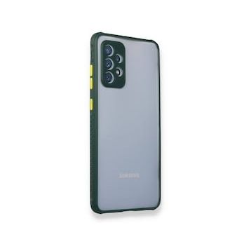 BSSM Samsung Galaxy A72 Miami Şeffaf Silikon - Koyu Yeşil Kılıf