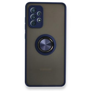 BSSM Samsung Galaxy A72 Montreal Yüzüklü Silikon Kapak Lacivert Kılıf