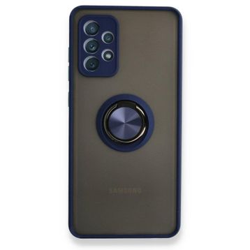 BSSM Samsung Galaxy A72 Montreal Yüzüklü Silikon Kapak Lacivert Kılıf
