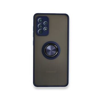 BSSM Samsung Galaxy A72 Montreal Yüzüklü Silikon Kapak Lacivert Kılıf