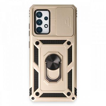 BSSM Samsung Galaxy A72 Pars Lens Yüzüklü Silikon Gold Kılıf