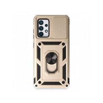 BSSM Samsung Galaxy A72 Pars Lens Yüzüklü Silikon Gold Kılıf