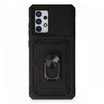 BSSM Samsung Galaxy A72 Pars Lens Yüzüklü Silikon Siyah Kılıf