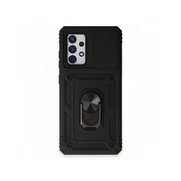 BSSM Samsung Galaxy A72 Pars Lens Yüzüklü Silikon Siyah Kılıf