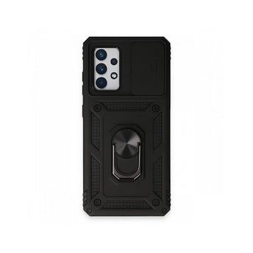 BSSM Samsung Galaxy A72 Pars Lens Yüzüklü Silikon Siyah Kılıf
