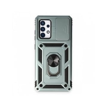 BSSM Samsung Galaxy A72 Pars Lens Yüzüklü Silikon Yeşil Kılıf