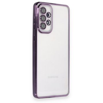 BSSM Samsung Galaxy A73 5G Razer Lensli Silikon Mor Cep Telefonu Kılıfı