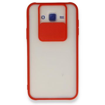 BSSM Samsung Galaxy J7 Palm Buzlu Kamera Sürgülü Silikon - Kırmızı Kılıf